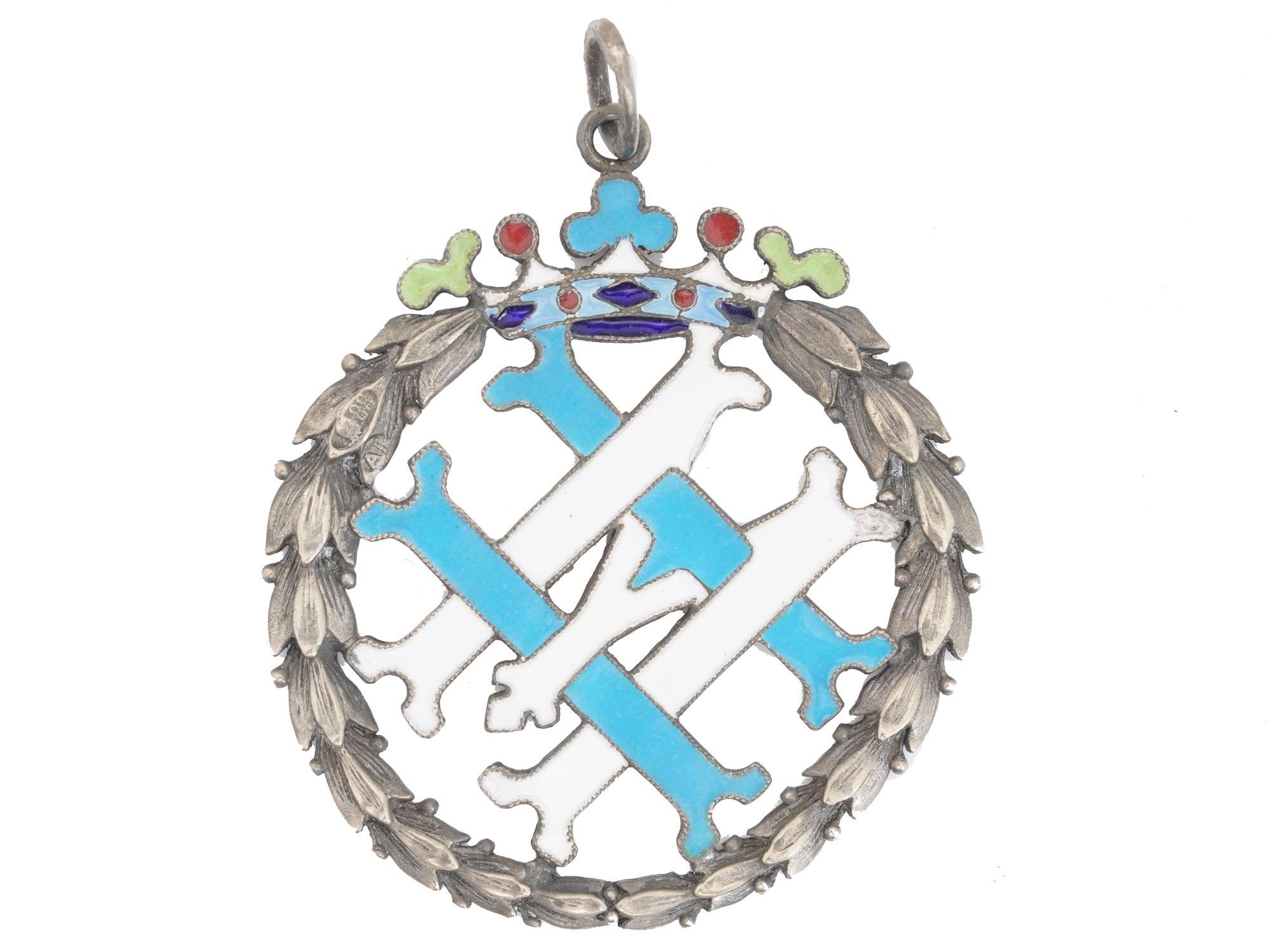 RUSSIAN SILVER ENAMEL PENDANT WITH ROYAL MONOGRAM PIC-0